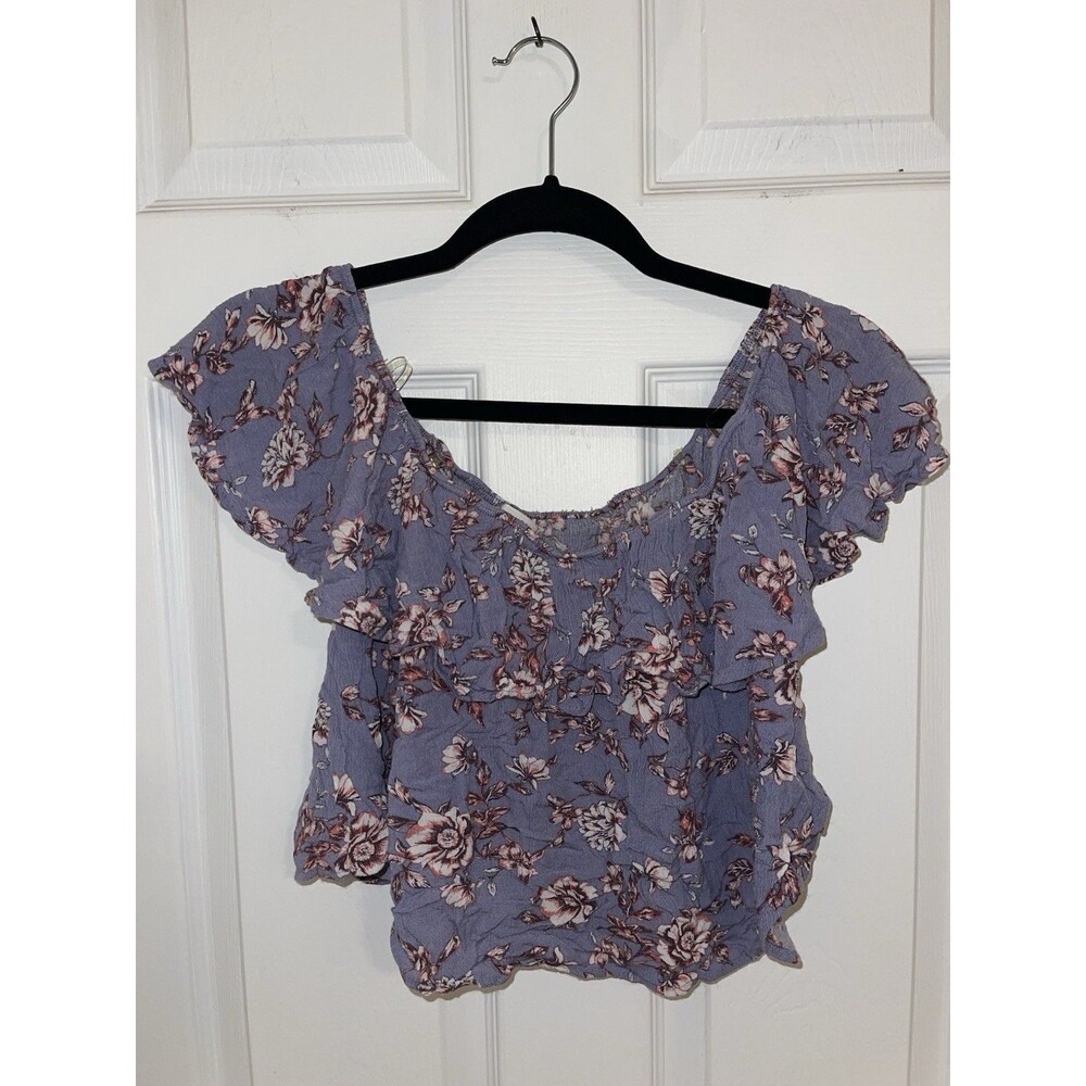 Active USA Off-The-Shoulder Floral Ruffle Crop Top Size Médium